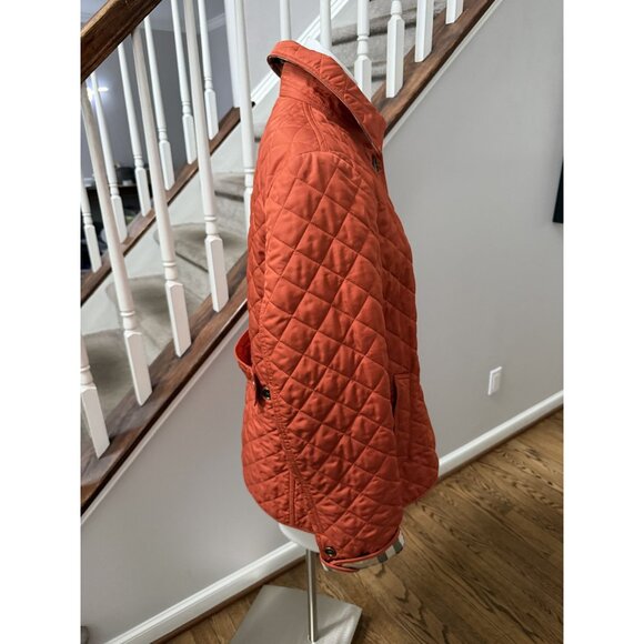 Women Burberry Brit Quilted Jacket Copford Orange Size Large - Picture 2 of 9